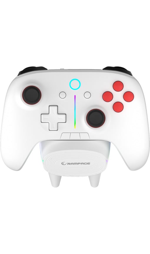 RAMPAGE Hydra Pro BT + 2.4 GHz Şarj İstasyonlu PC Gamepad RGB Joypad Oyun Kolu Beyaz