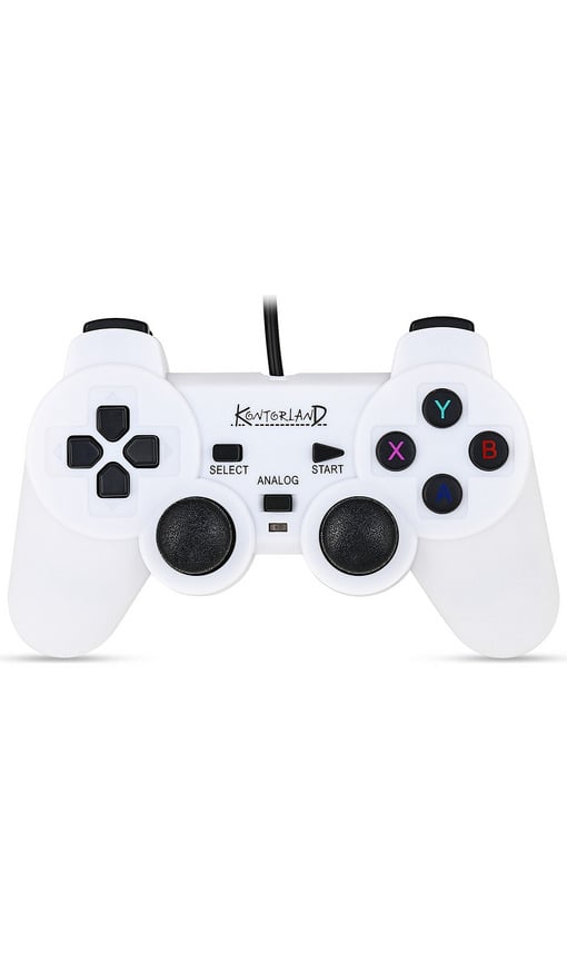 KONTORLAND D-Input X-Input Destekli Titreşimli USB PC Kablolu Oyun Kolu Beyaz