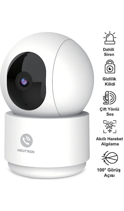 NEUTRON NTL-IP15-3MP İç Mekan PAN/TİLT Akıllı Wi-Fi Kamera Beyaz
